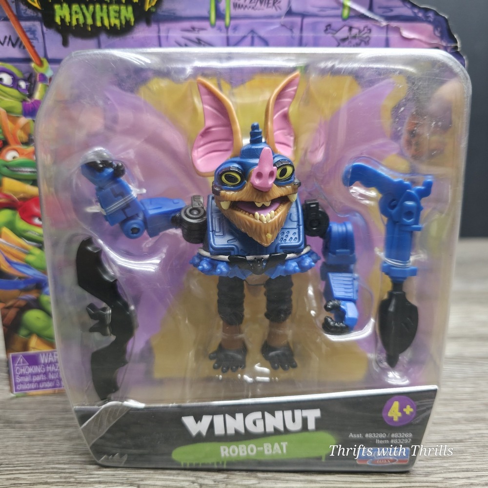 TMNT Mutant Mayhem Wingnut Robo-Bat Action Figure Playmates 83297 New